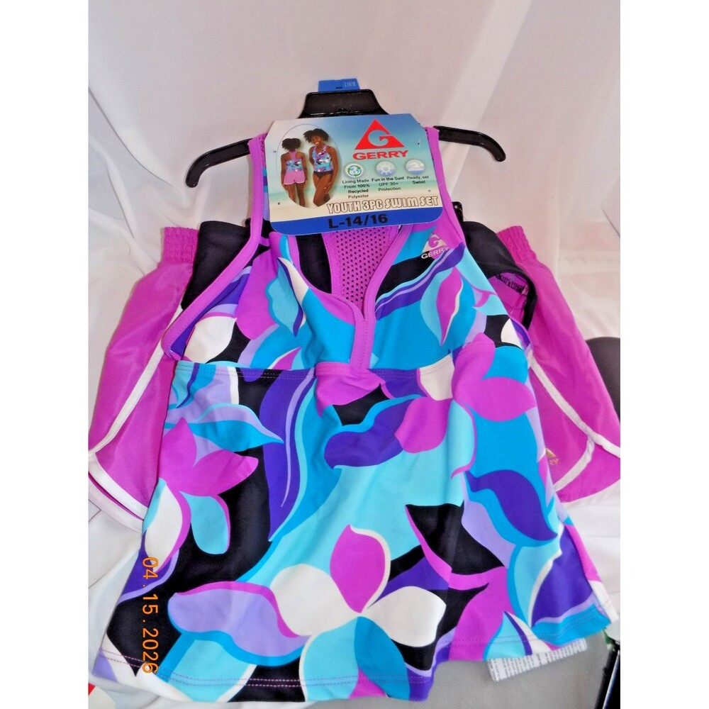 NEW youth girls three piece swim set Gerry size Large 14/16